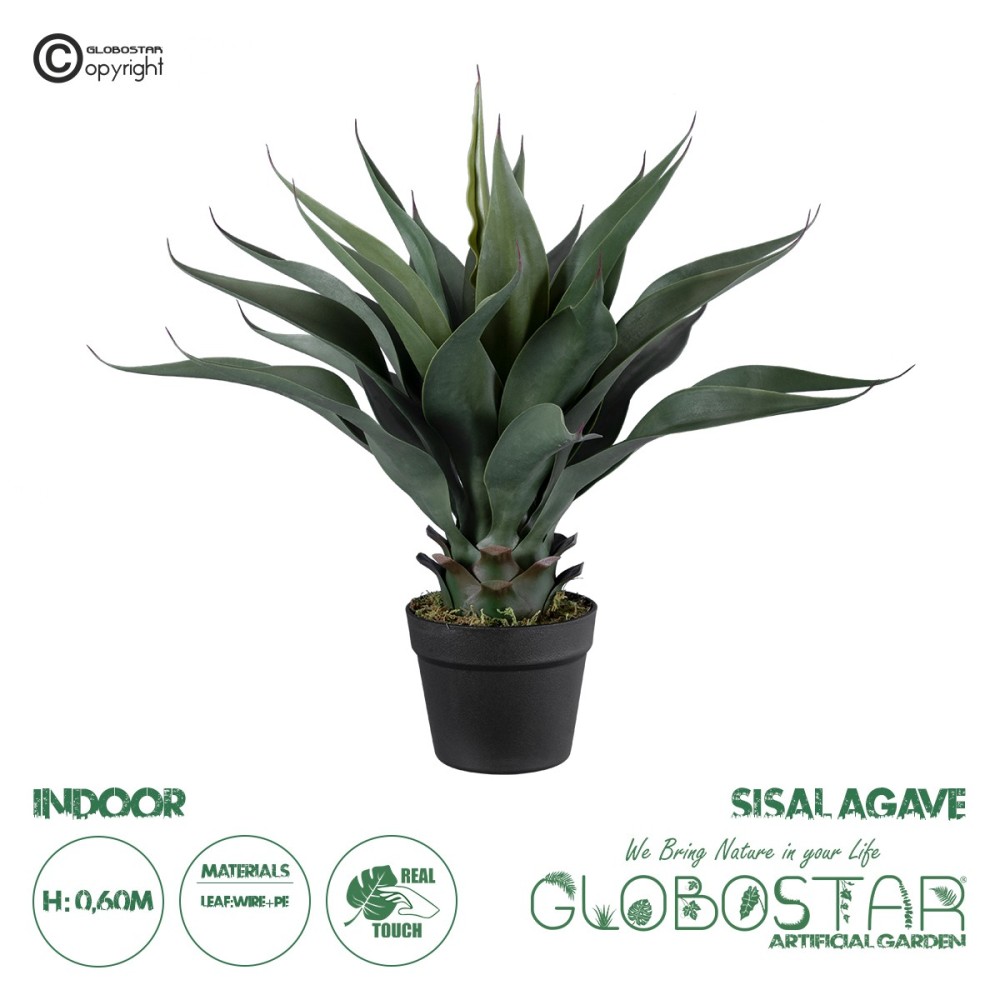 GloboStar® Artificial Garden SISAL AGAVE 20080 Τεχνητό Διακοσμητικό Φυτό Αγαύη Υ60cm